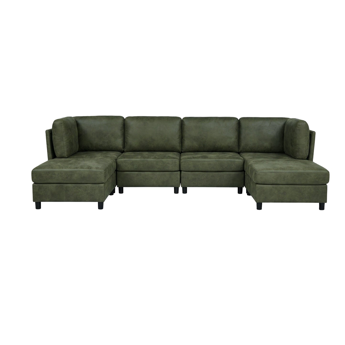 Olive Modular Faux Leather Sectional Sofa