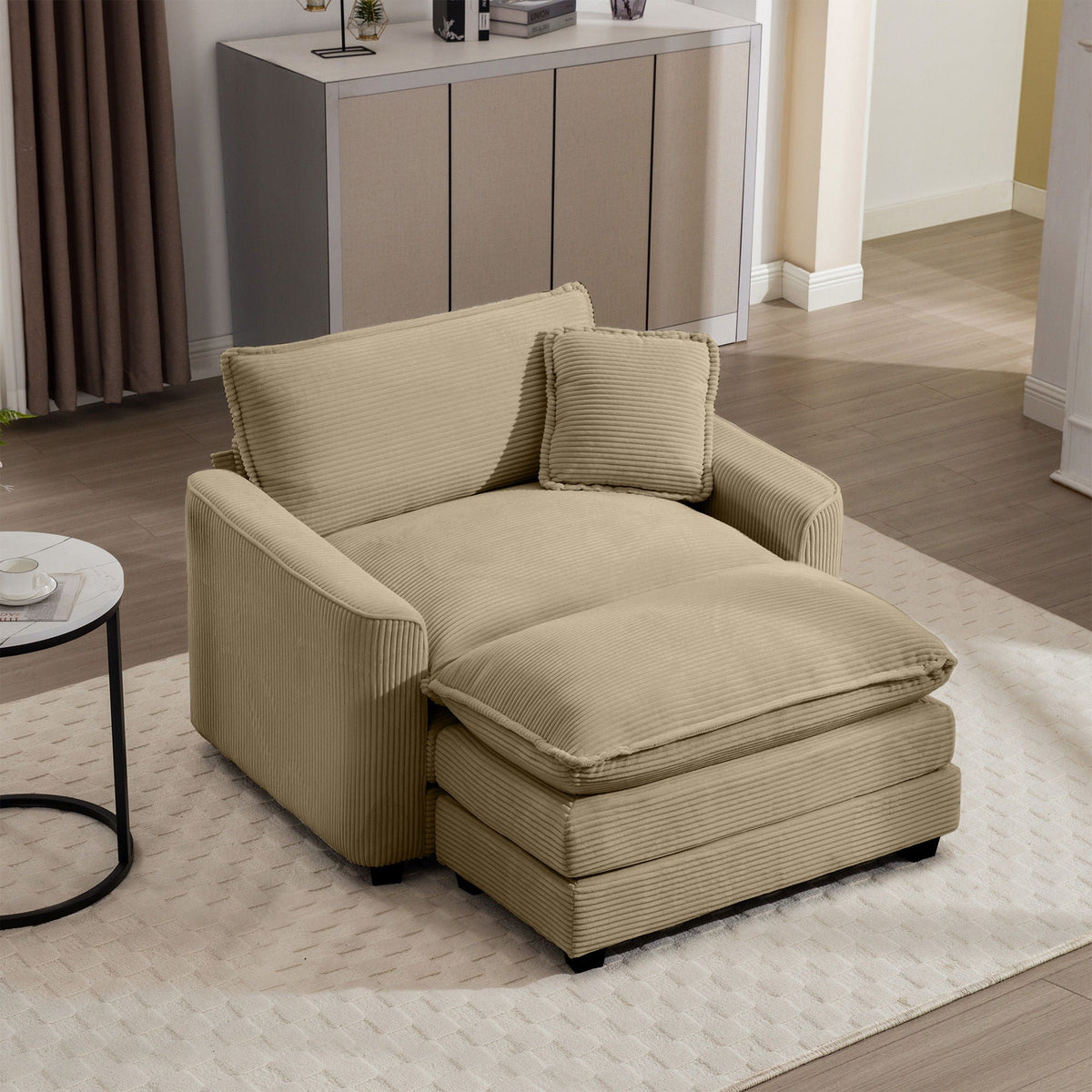 Classic Modern Comfortable Single Chair Deep Seat Sofa With Footstool - Marijuana Mama