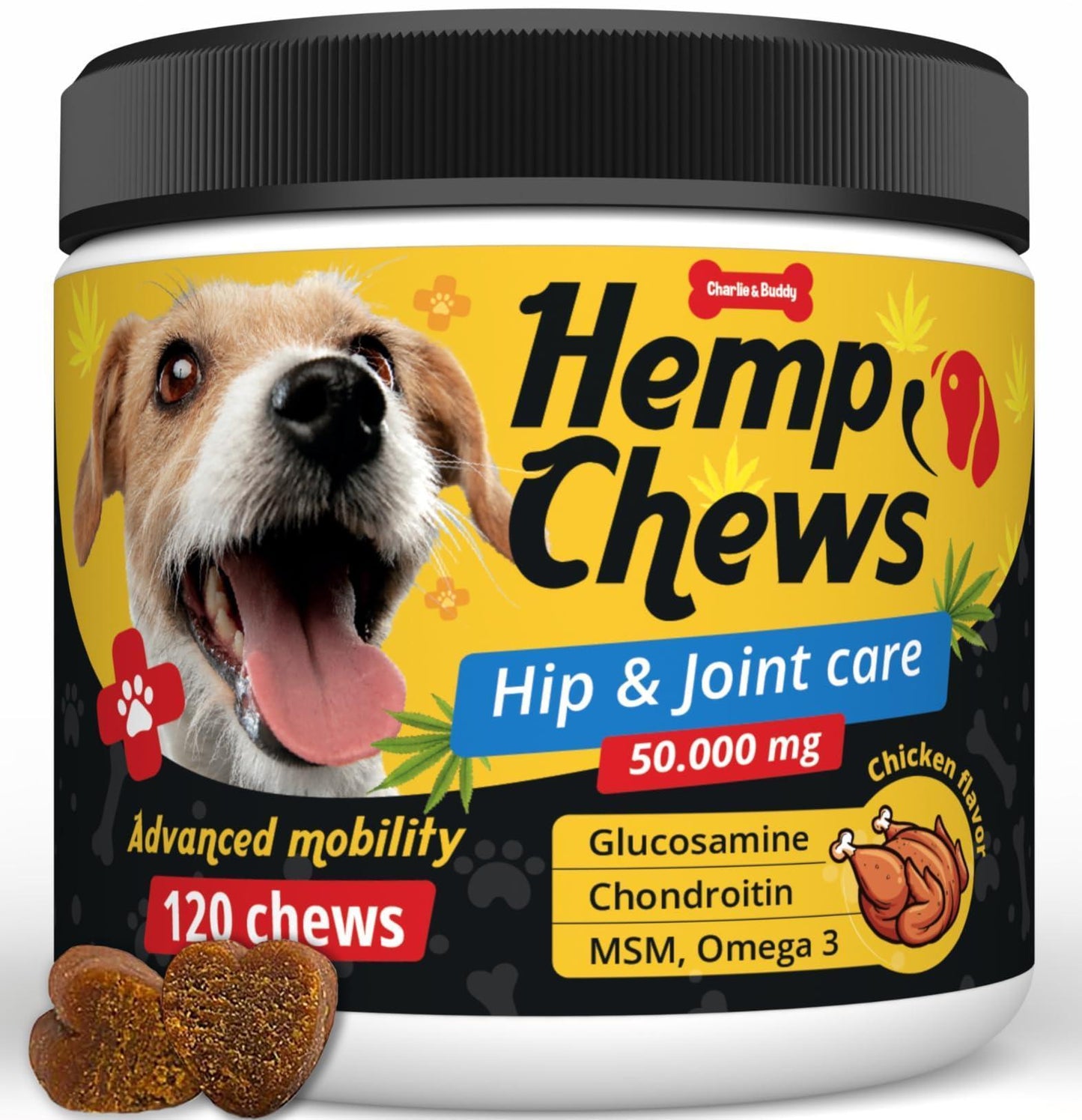 Hemp Hip & Joint Supplement for Dogs - 120 Count