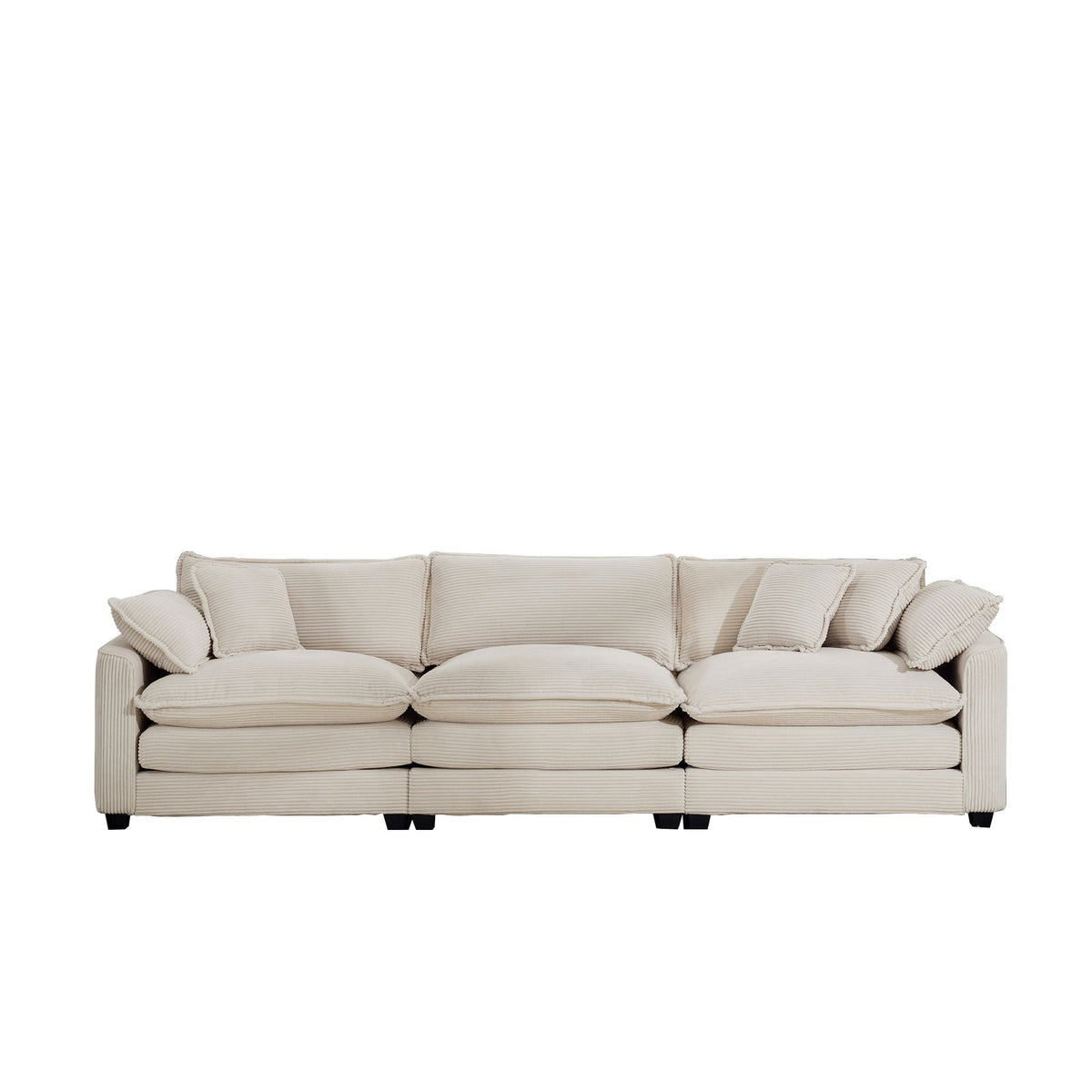 Mid-Century Modern 3 Seater Sectional Sofa With Arm And Throw Pillows - Marijuana Mama