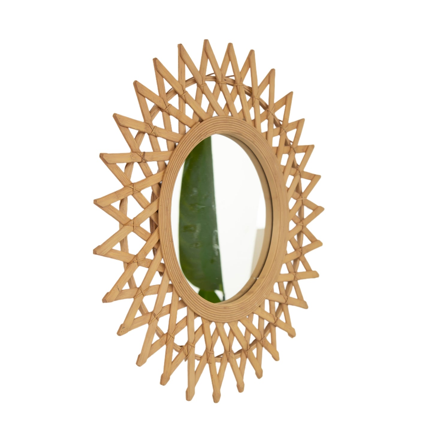 Round Hemp Rope Diamond Pattern Wall Mirror