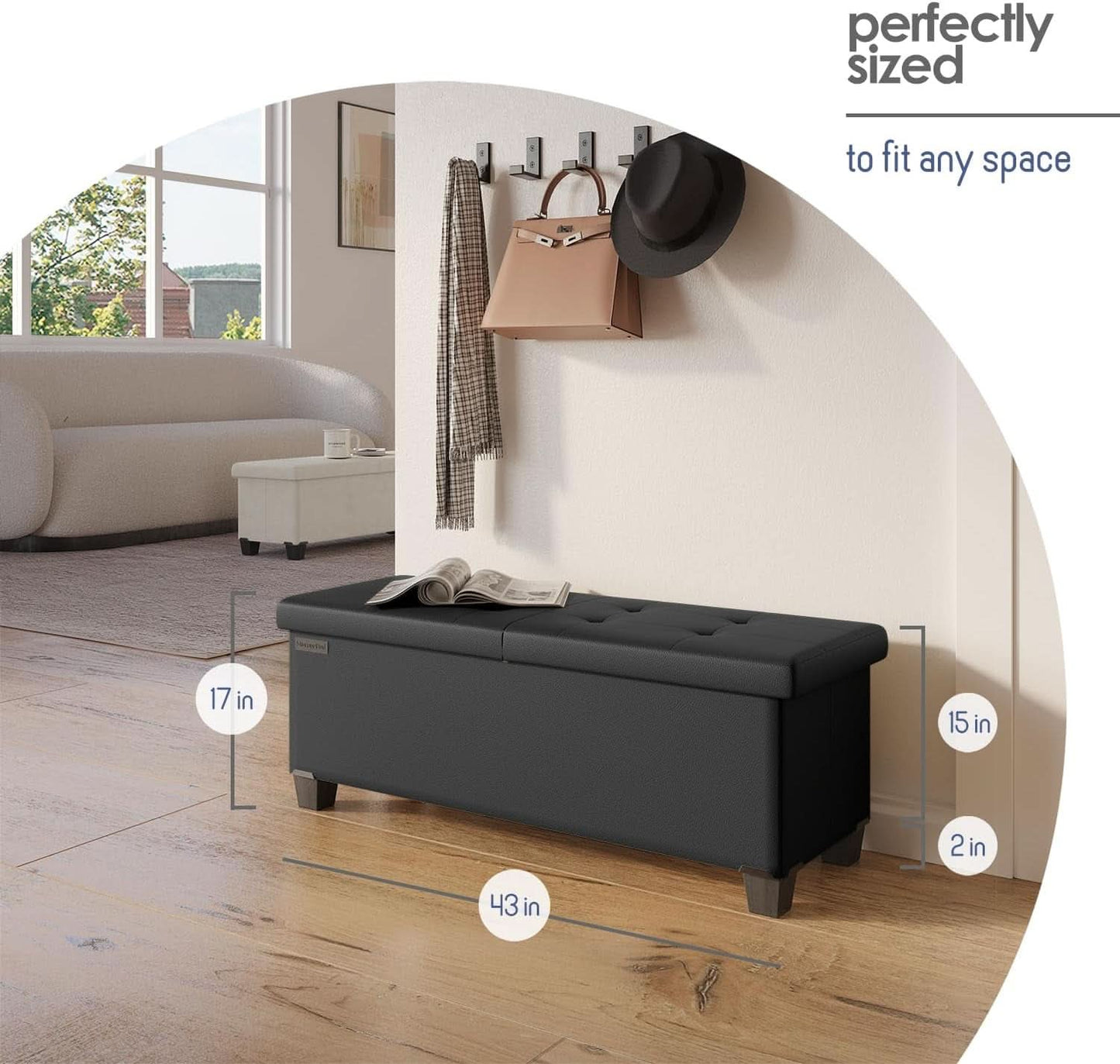 Black Forty Multifunctional Storage Bench