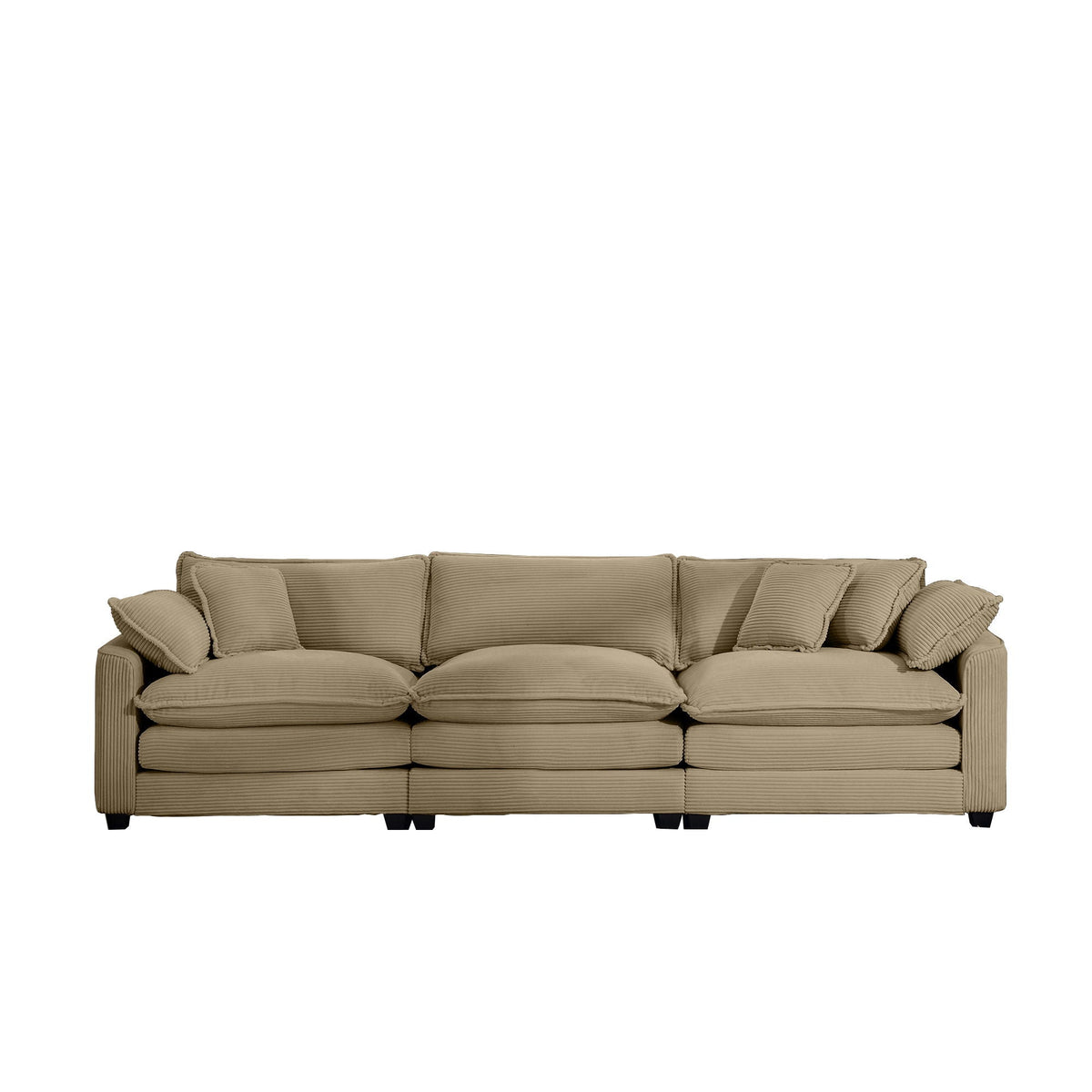 Mid-Century Modern 3 Seater Sectional Sofa With Arm And Throw Pillows - Marijuana Mama