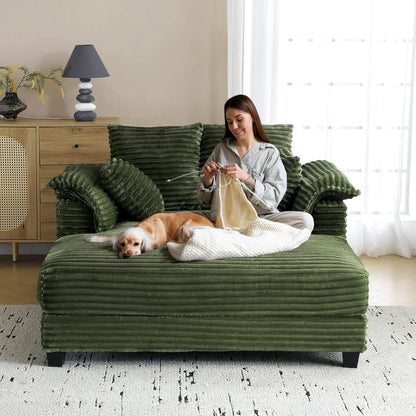 Oversized Corduroy Lounge Chair With Armrests