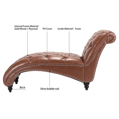 Brown Tufted Armless Chaise Lounge