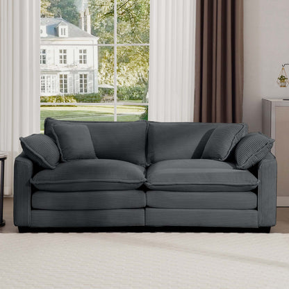 Modern 2 Seater With 4 Pillows, Upholstered Deep Seating Loveseat - Marijuana Mama