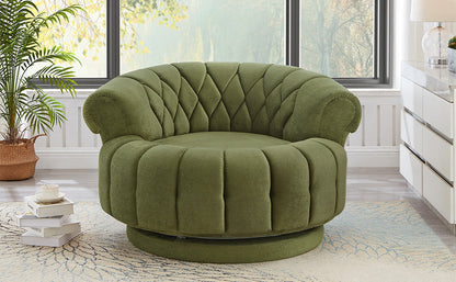 Swivel Accent Chair 360 Degree Chenille Green Oversized Round