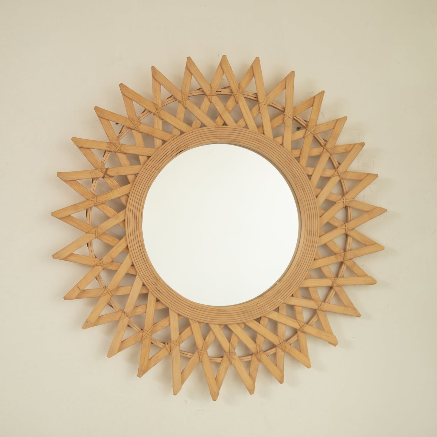 Round Hemp Rope Diamond Pattern Wall Mirror