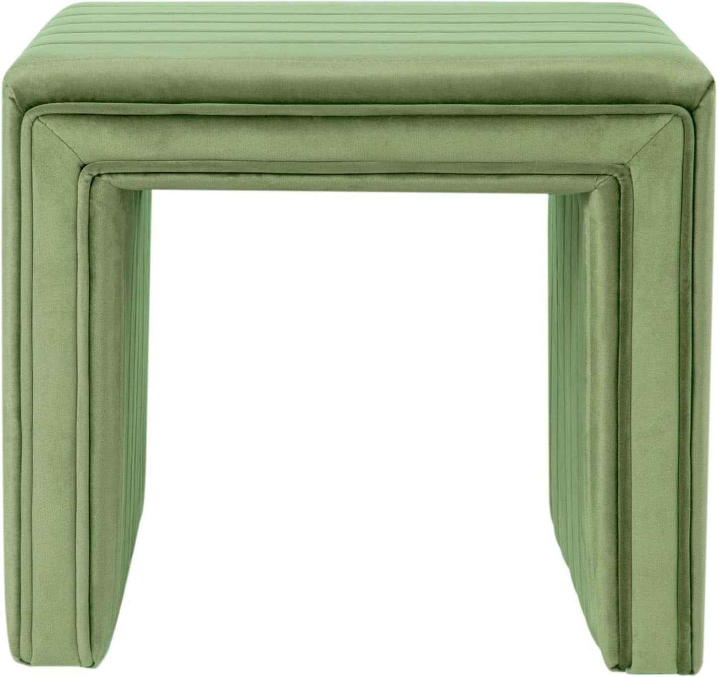 Elegant Green Velvet Tufted Channel Ottoman and Footstool