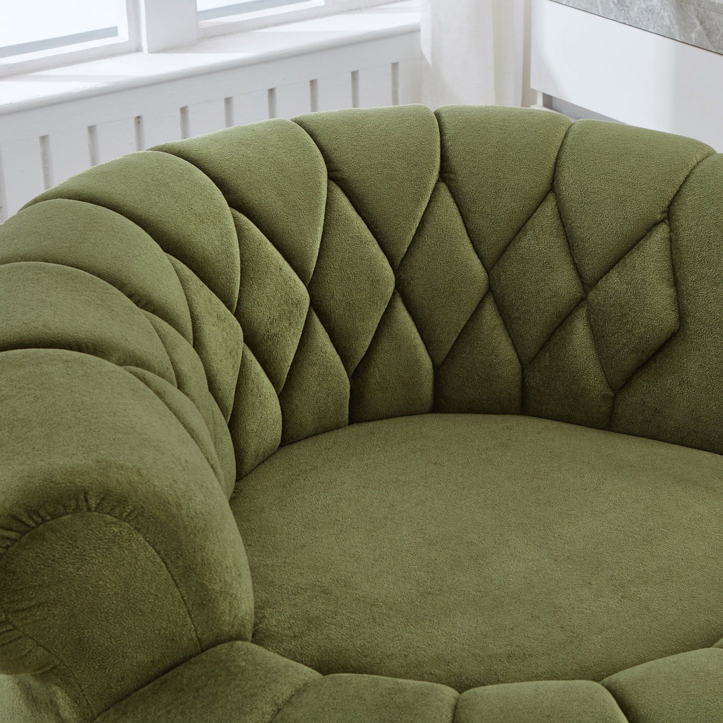 Swivel Accent Chair 360 Degree Chenille Green Oversized Round