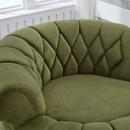 Swivel Accent Chair 360 Degree Chenille Green Oversized Round