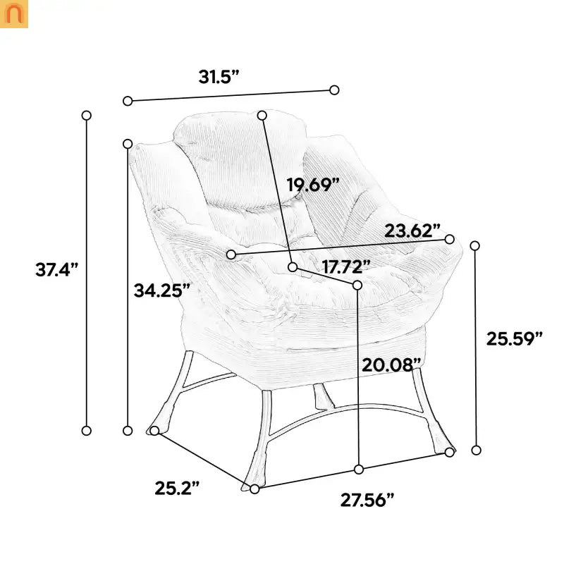 Accent Chair Lounge in White with Ottoman