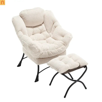 Accent Chair Lounge in White with Ottoman