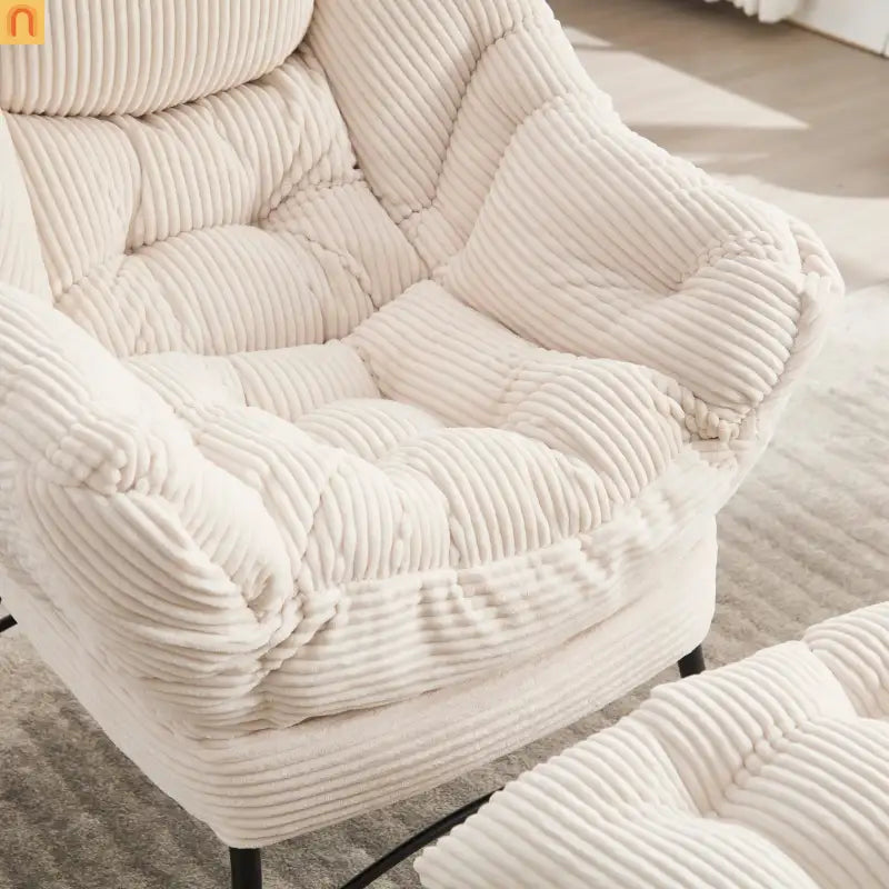 Accent Chair Lounge in White with Ottoman