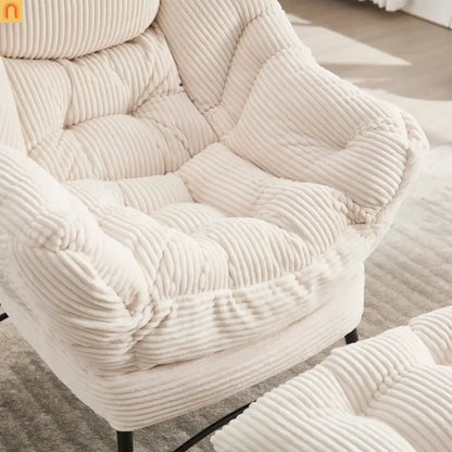 Accent Chair Lounge in White with Ottoman