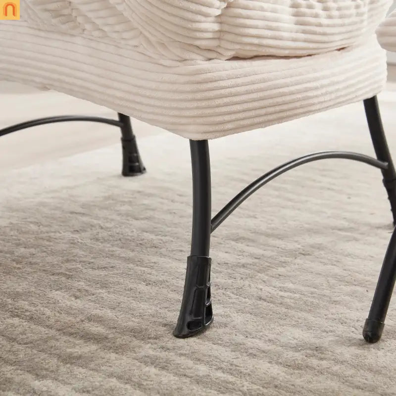 Accent Chair Lounge in White with Ottoman
