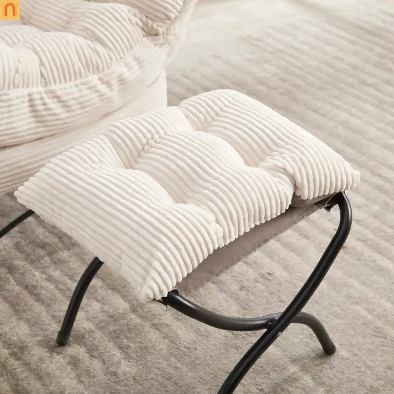 Accent Chair Lounge in White with Ottoman