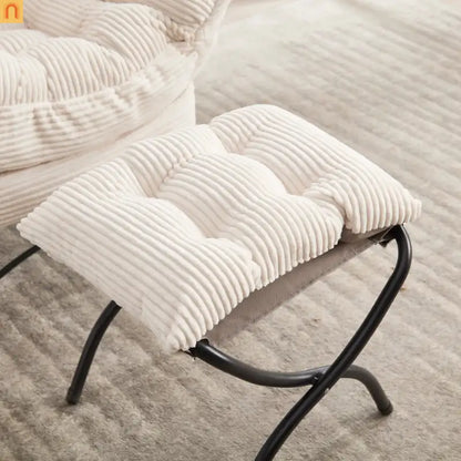 Accent Chair Lounge in White with Ottoman