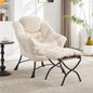 Accent Chair Lounge in White with Ottoman