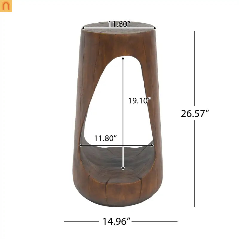 Outdoor End Table Antique Brown Hollow Wood