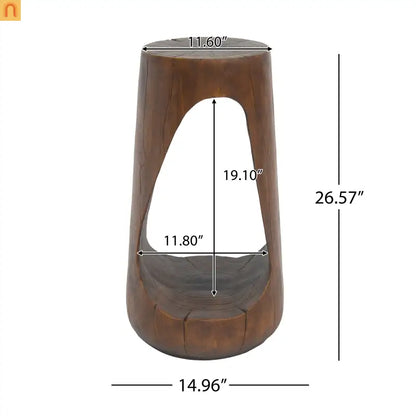 Outdoor End Table Antique Brown Hollow Wood