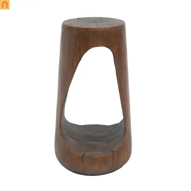 Outdoor End Table Antique Brown Hollow Wood