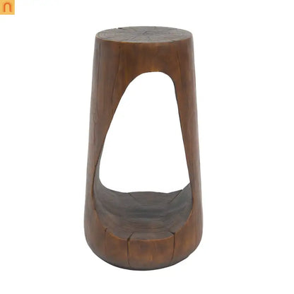 Outdoor End Table Antique Brown Hollow Wood
