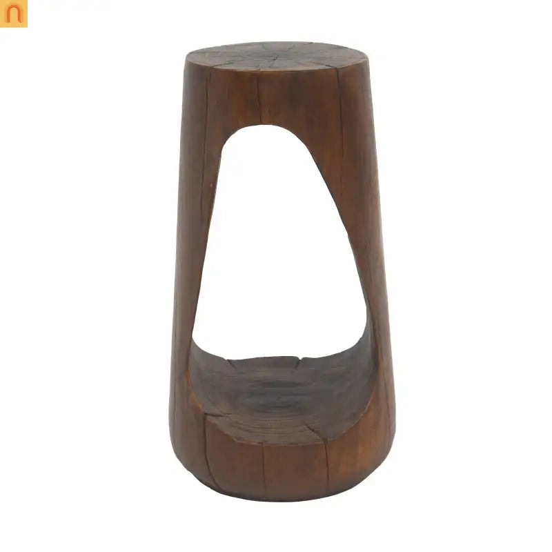 Outdoor End Table Antique Brown Hollow Wood