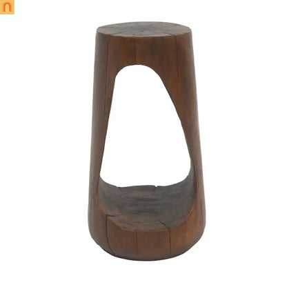 Outdoor End Table Antique Brown Hollow Wood