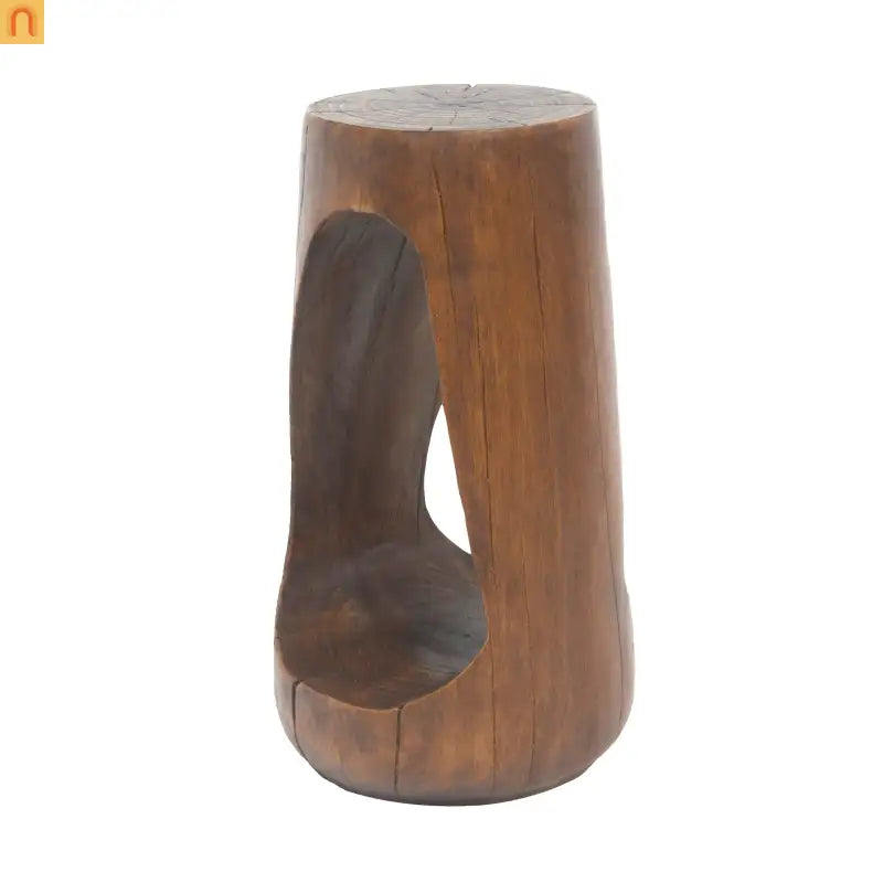 Outdoor End Table Antique Brown Hollow Wood