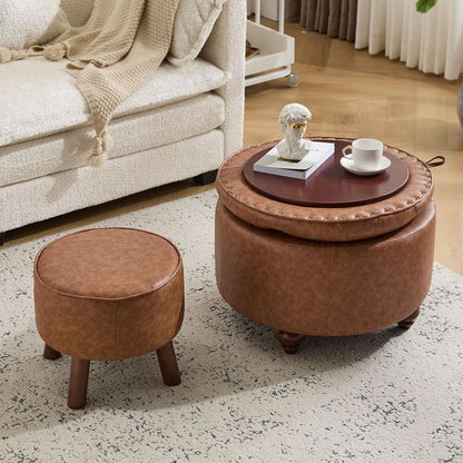 Leatherette Storage Ottoman