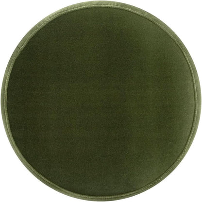 Olive Velvet Round Ottoman With Fringe