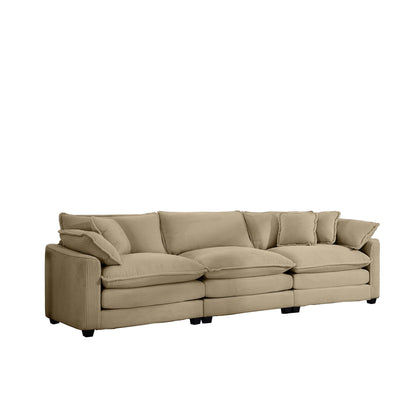 Mid-Century Modern 3 Seater Sectional Sofa With Arm And Throw Pillows - Marijuana Mama