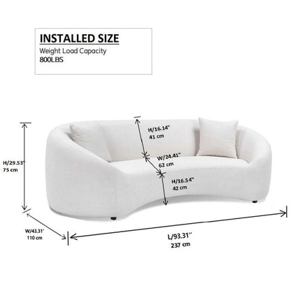 Curved 3 Seater Sofa For Living Room - White - Marijuana Mama