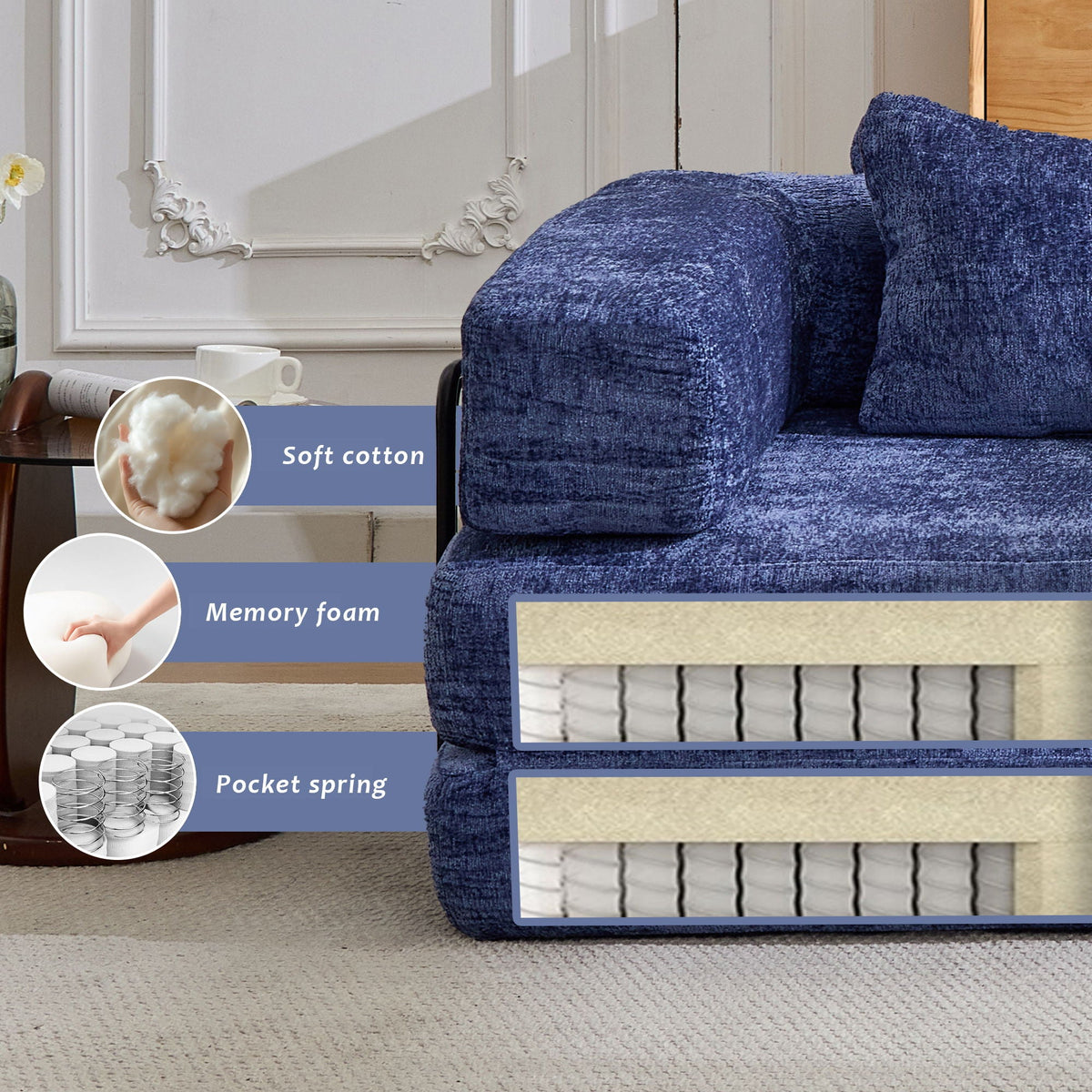 Convertible Floor Sofa Bed With Pillow Back Support Armrest - Marijuana Mama