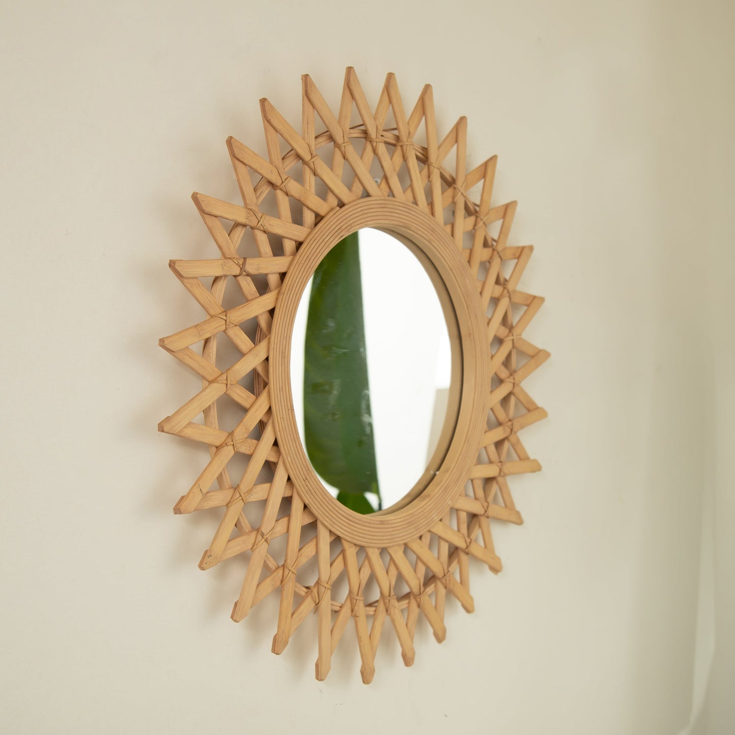 Round Hemp Rope Diamond Pattern Wall Mirror