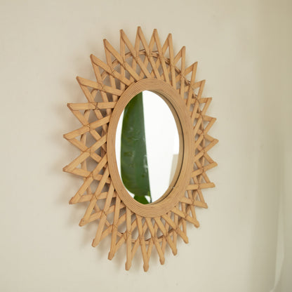 Round Hemp Rope Diamond Pattern Wall Mirror
