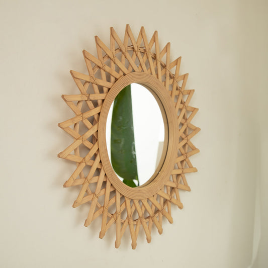 Round Hemp Rope Diamond Pattern Wall Mirror