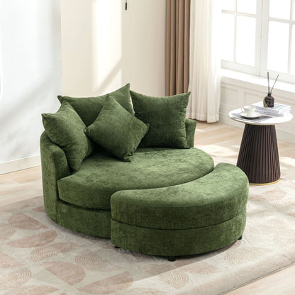 360° Swivel Accent Barrel Chair With Storage Ottoman & 4 Pillows - Marijuana Mama