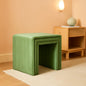 Elegant Green Velvet Tufted Channel Ottoman and Footstool