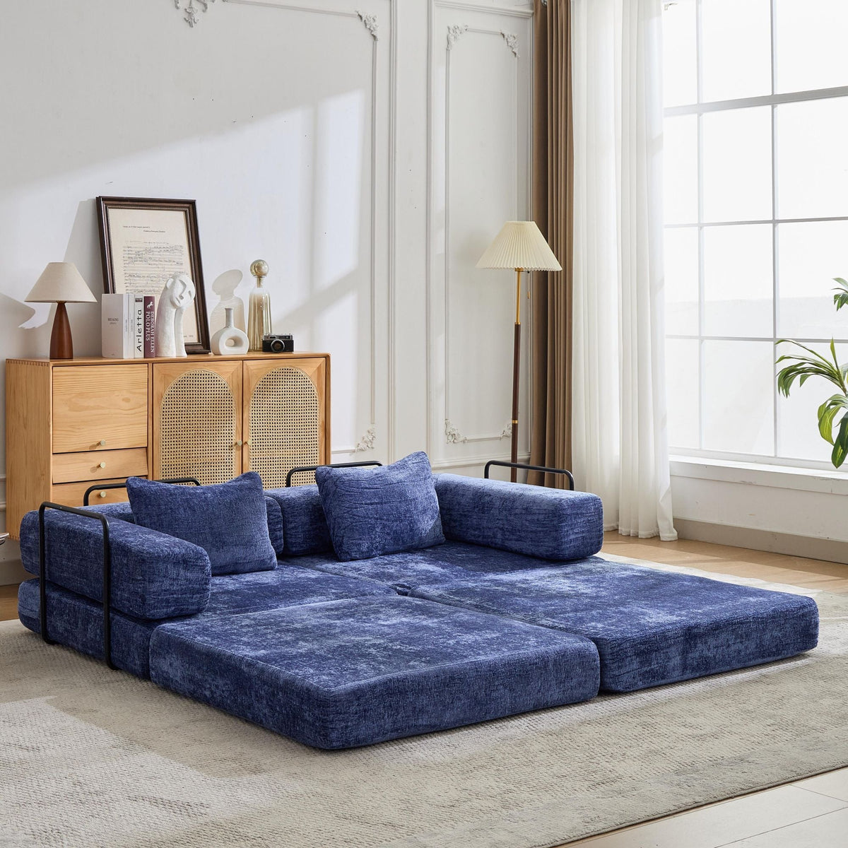 Convertible Floor Sofa Bed With Pillow Back Support Armrest - Marijuana Mama