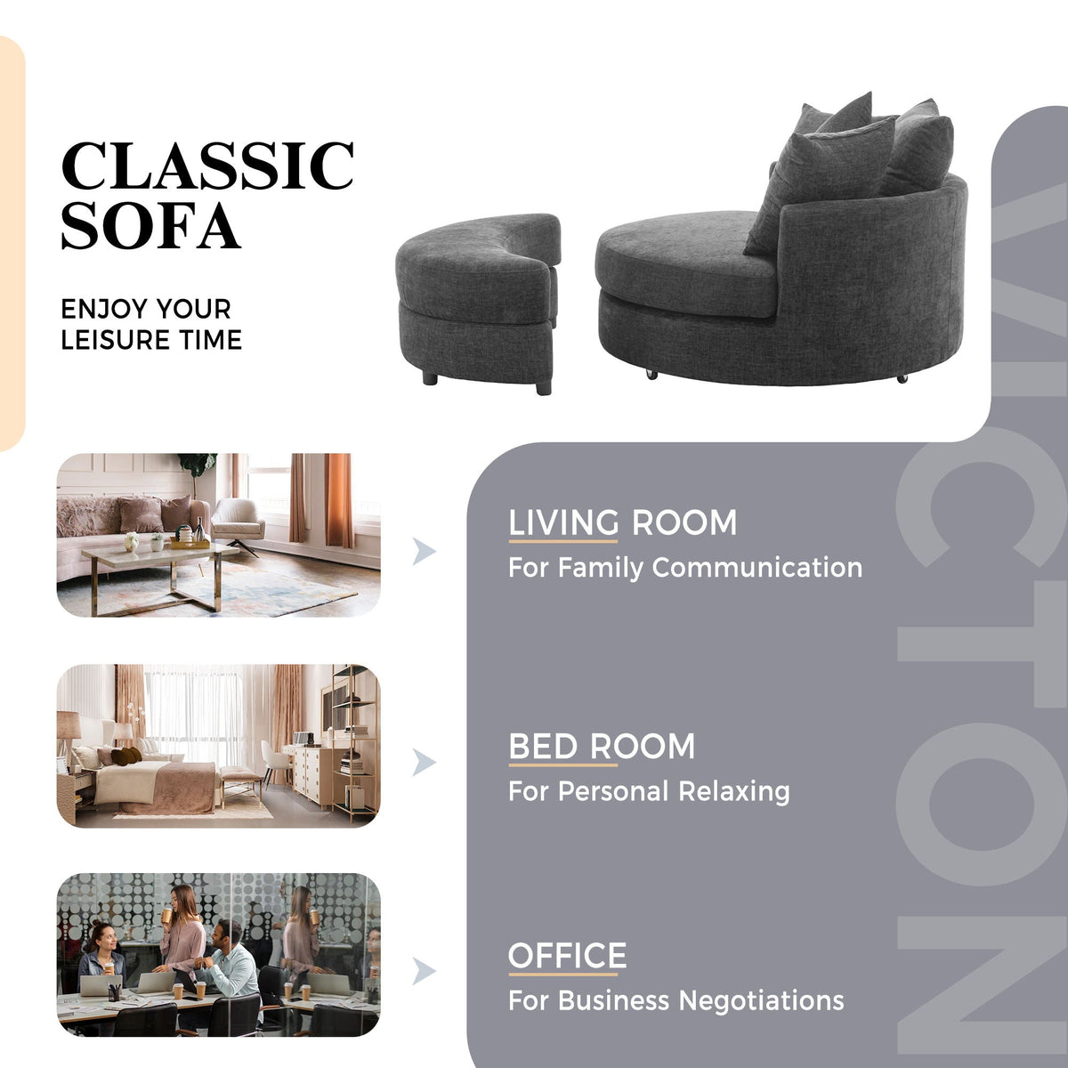 360° Swivel Accent Barrel Chair With Storage Ottoman & 4 Pillows - Marijuana Mama