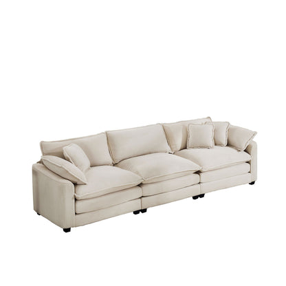 Mid-Century Modern 3 Seater Sectional Sofa With Arm And Throw Pillows - Marijuana Mama