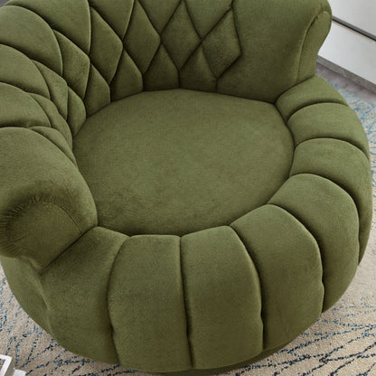 Swivel Accent Chair 360 Degree Chenille Green Oversized Round