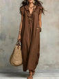 Ruffled V-Neck Cap Sleeve Maxi Dress
