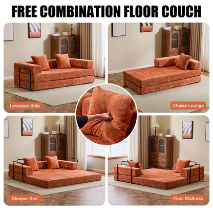 Convertible Floor Sofa Bed With Pillow Back Support Armrest - Marijuana Mama