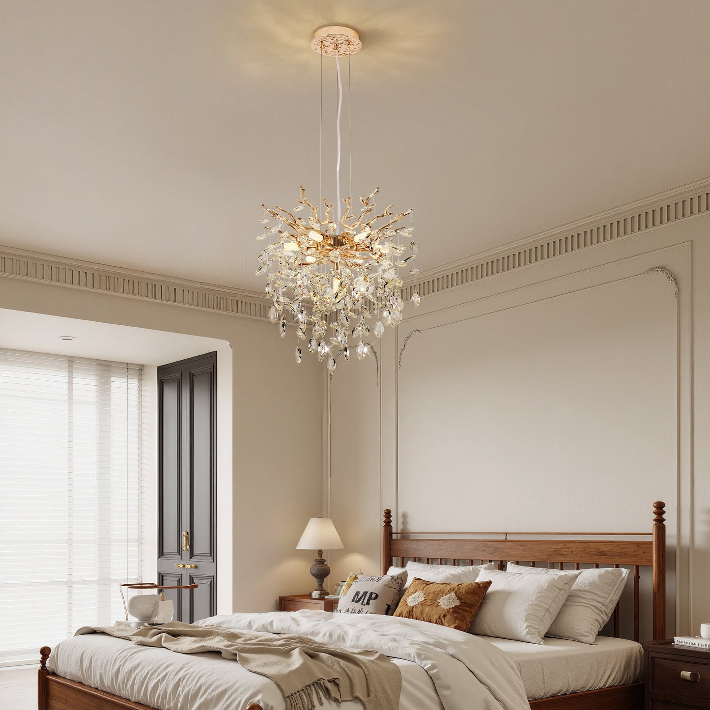 Chandelier Tree Branch Crystal Gold 7-Light