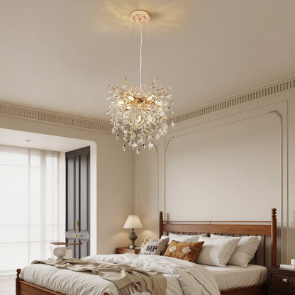 Chandelier Tree Branch Crystal Gold 7-Light