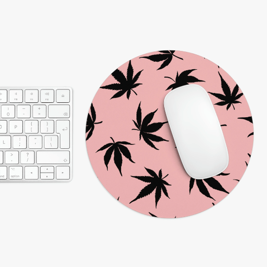 Marijuana Leaves Pink Mouse Pad
