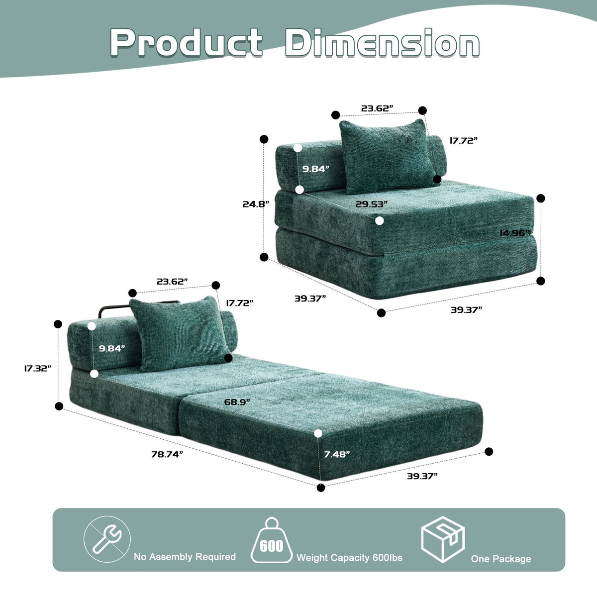 Convertible Floor Sofa Bed With Fixed Shape Frame For Living Room - Marijuana Mama